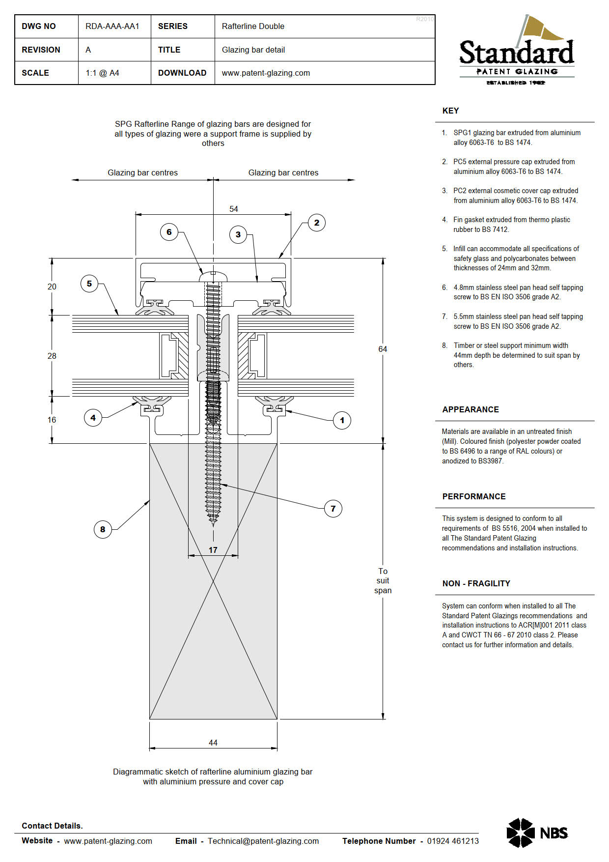 RDA-AAA-AA1 Rafterline Double Specs