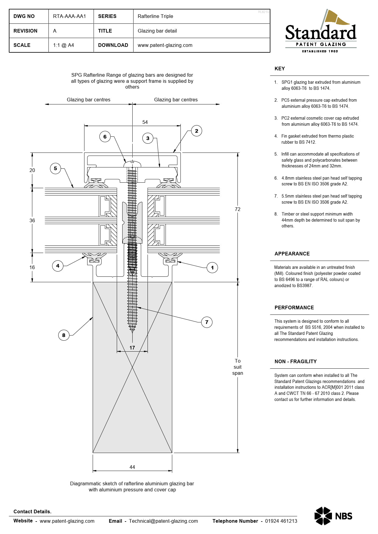 RTA-AAA-AA1 Rafterline Triple Specs